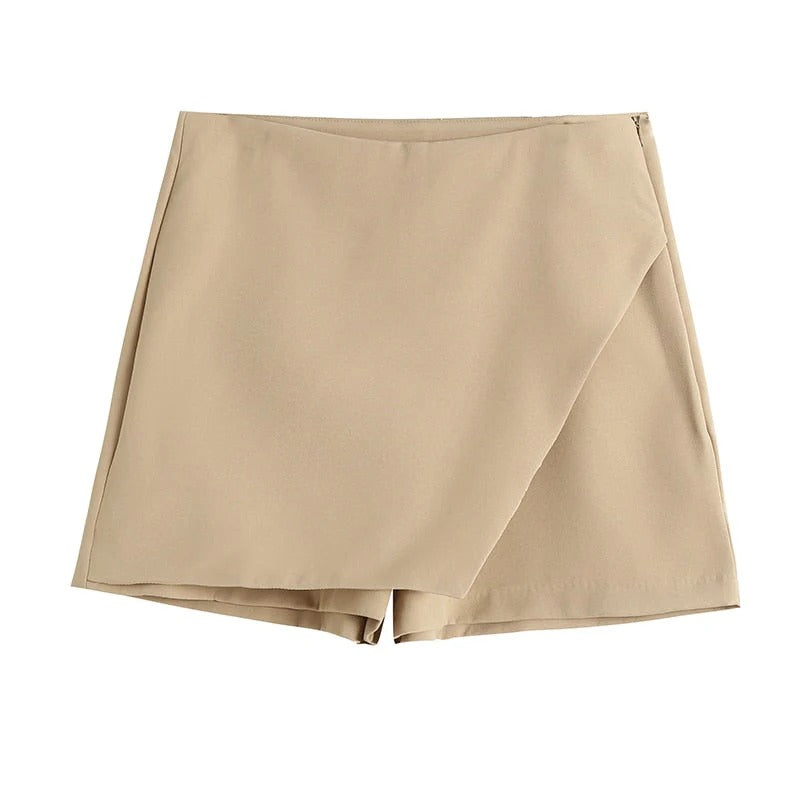 Asymmetrische Shorts-Rock mit seitlichem Reißverschluss für Frauen | Ideal für den Frühling