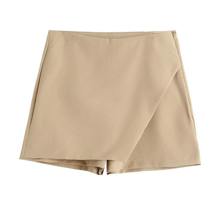 Asymmetrische Shorts-Rock mit seitlichem Reißverschluss für Frauen | Ideal für den Frühling