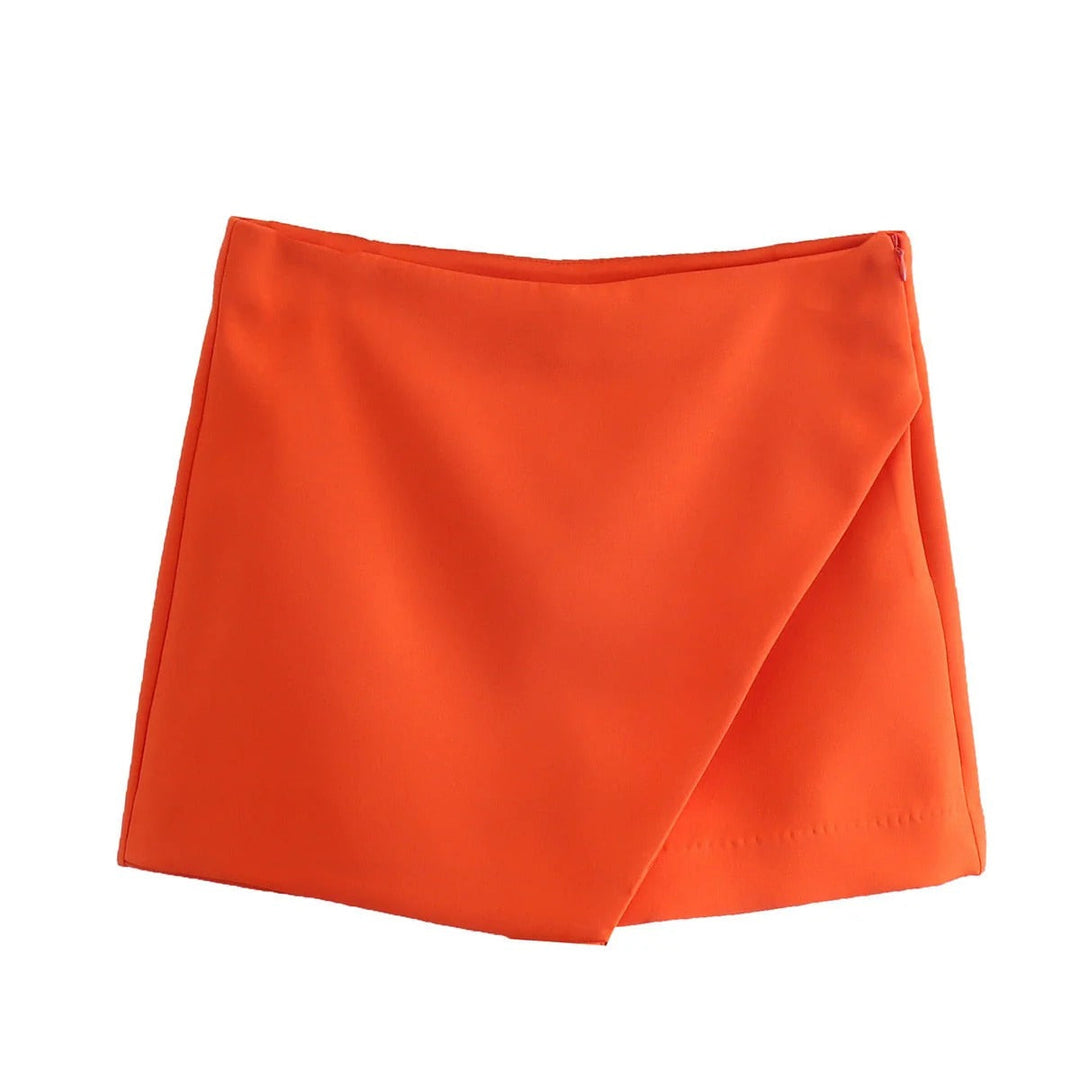 Asymmetrische Shorts-Rock mit seitlichem Reißverschluss für Frauen | Ideal für den Frühling