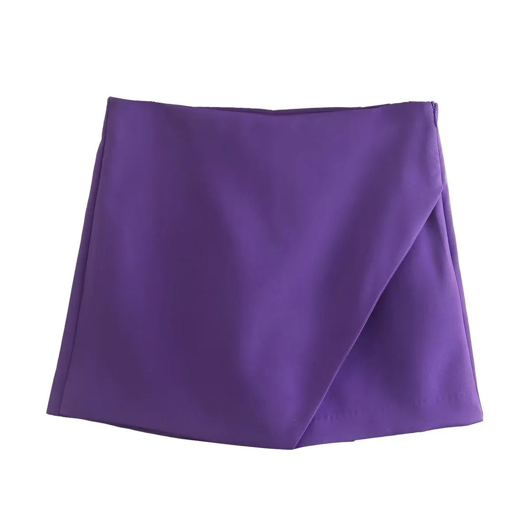 Asymmetrische Shorts-Rock mit seitlichem Reißverschluss für Frauen | Ideal für den Frühling