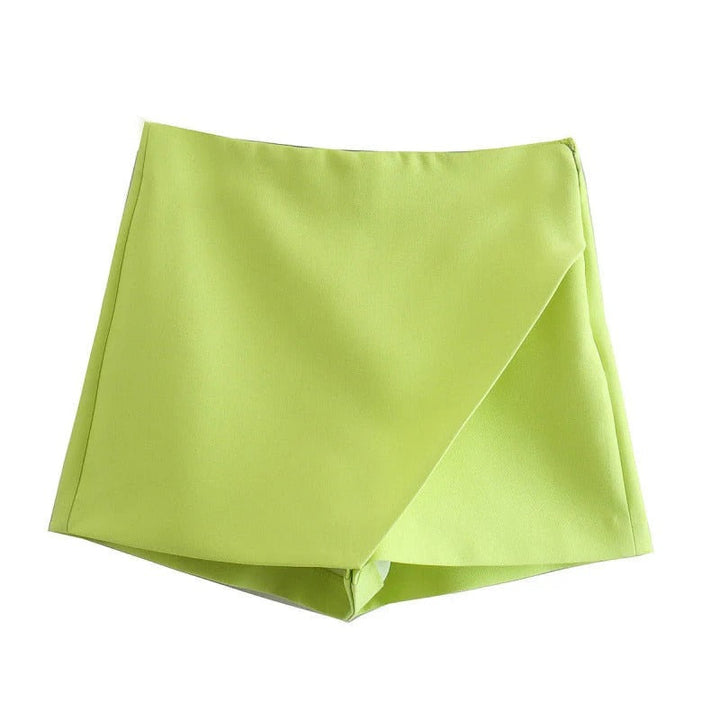 Asymmetrische Shorts-Rock mit seitlichem Reißverschluss für Frauen | Ideal für den Frühling