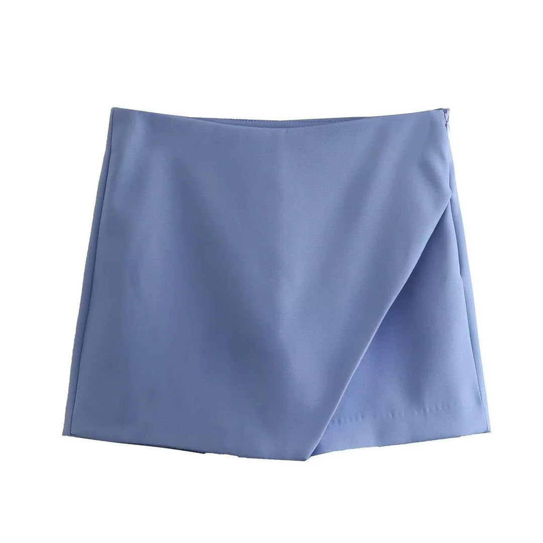 Asymmetrische Shorts-Rock mit seitlichem Reißverschluss für Frauen | Ideal für den Frühling