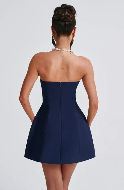 Sandra - Strapless Strukturiertes Korsett-Minikleid mit Taschen