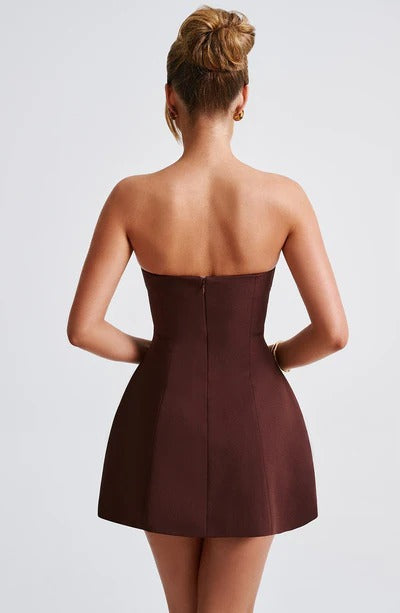 Sandra - Strapless Strukturiertes Korsett-Minikleid mit Taschen