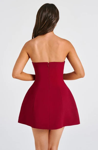 Sandra - Strapless Strukturiertes Korsett-Minikleid mit Taschen