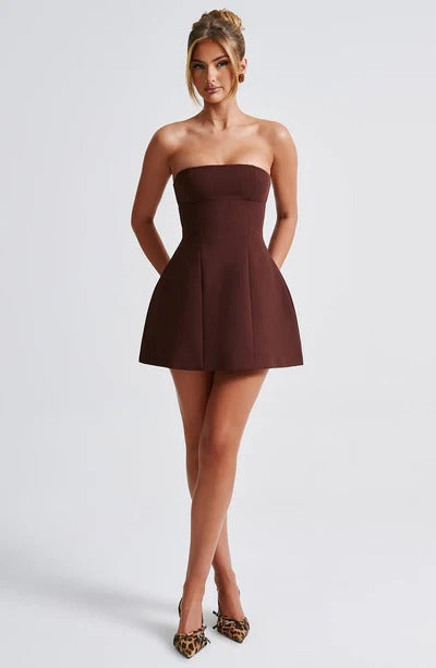 Sandra - Strapless Strukturiertes Korsett-Minikleid mit Taschen