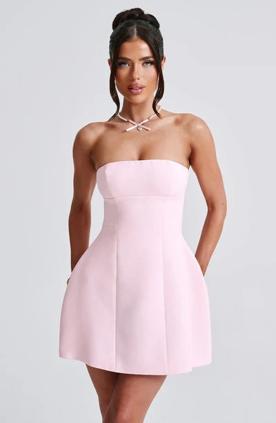 Sandra - Strapless Strukturiertes Korsett-Minikleid mit Taschen