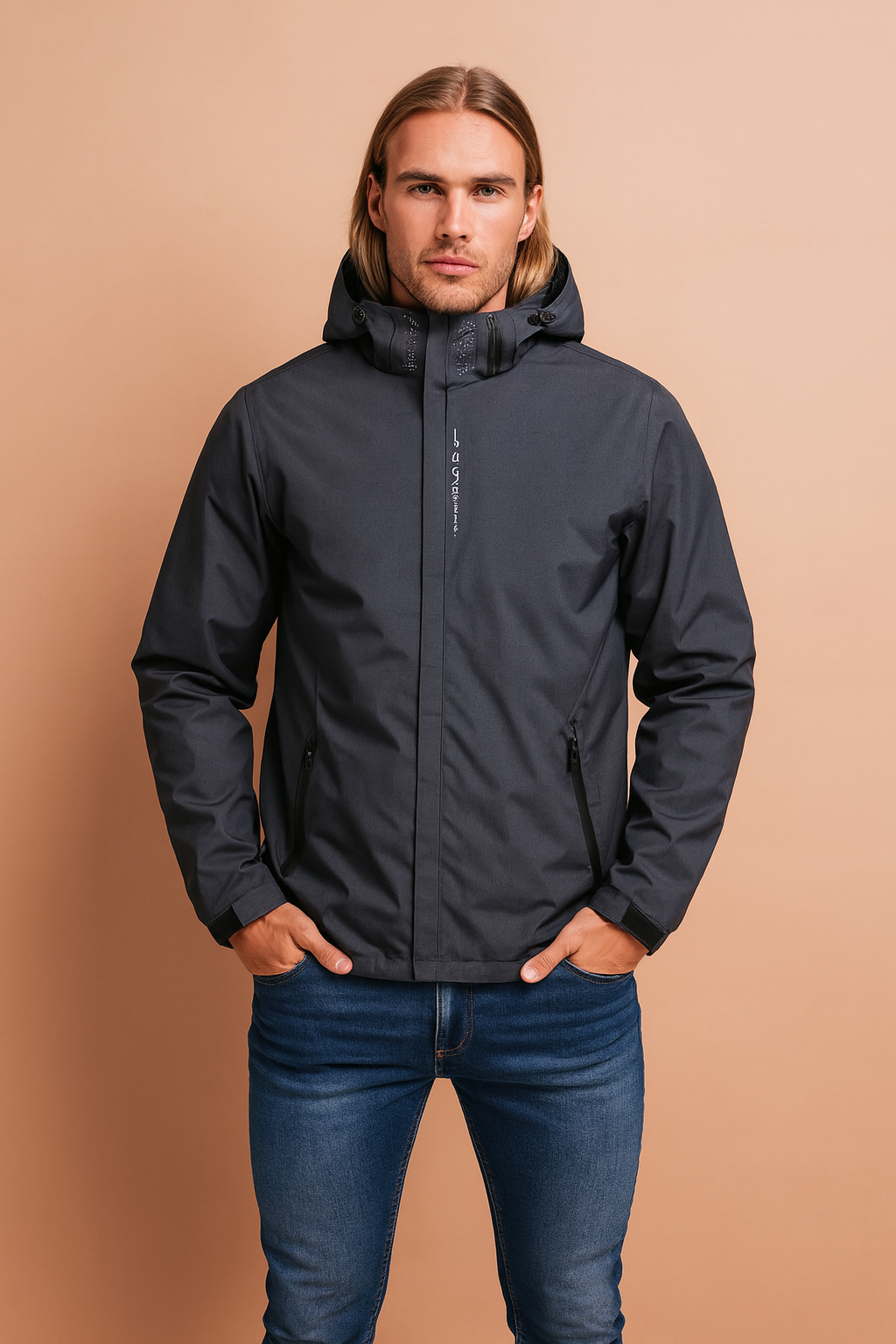 Herren Windjacke mit Kapuze und verstellbaren Manschetten