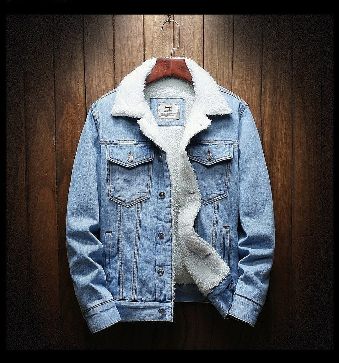 Herren Jeansjacke mit Teddyfutter – Gefütterte Denimjacke mit Knöpfen