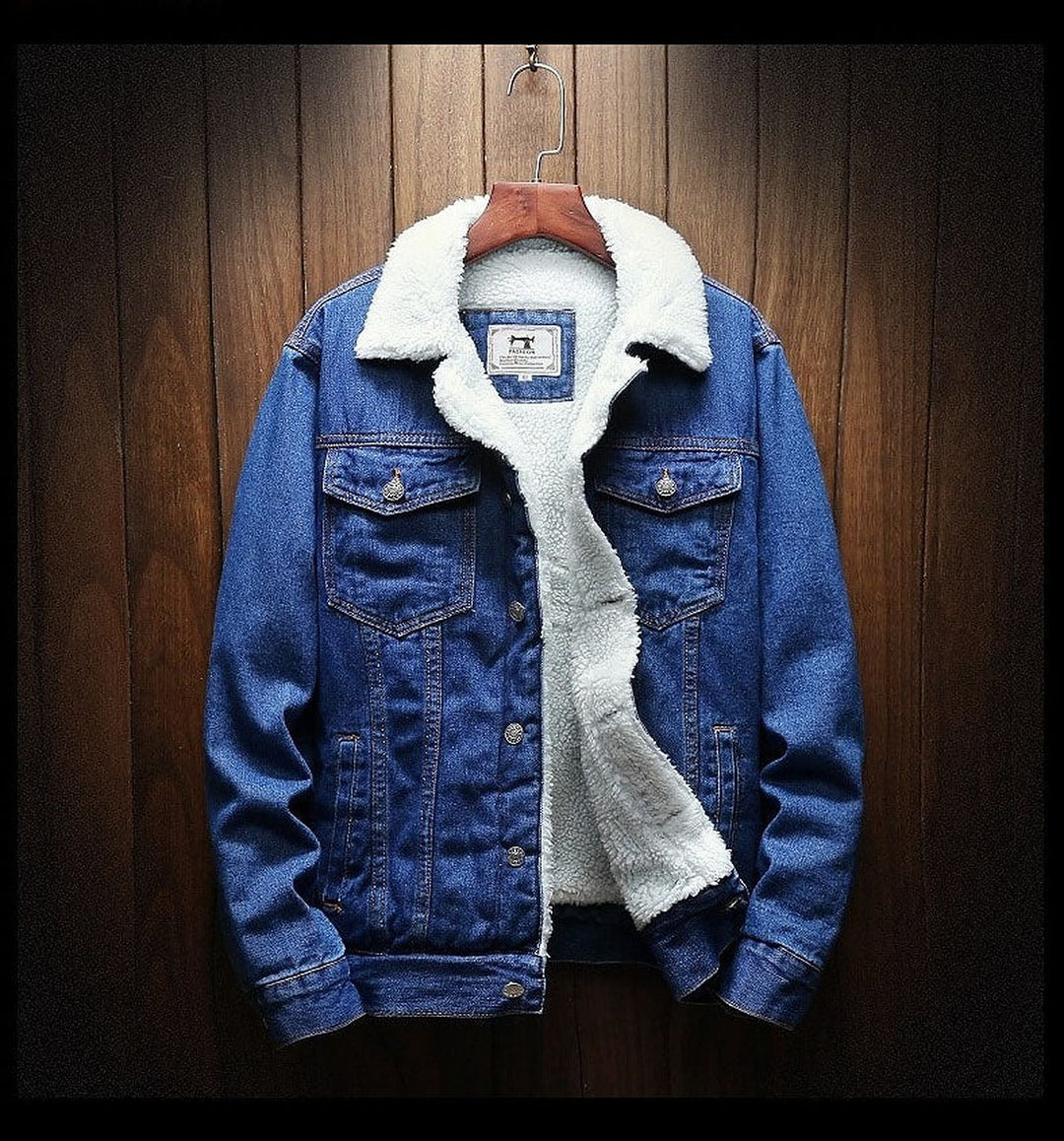 Herren Jeansjacke mit Teddyfutter – Gefütterte Denimjacke mit Knöpfen