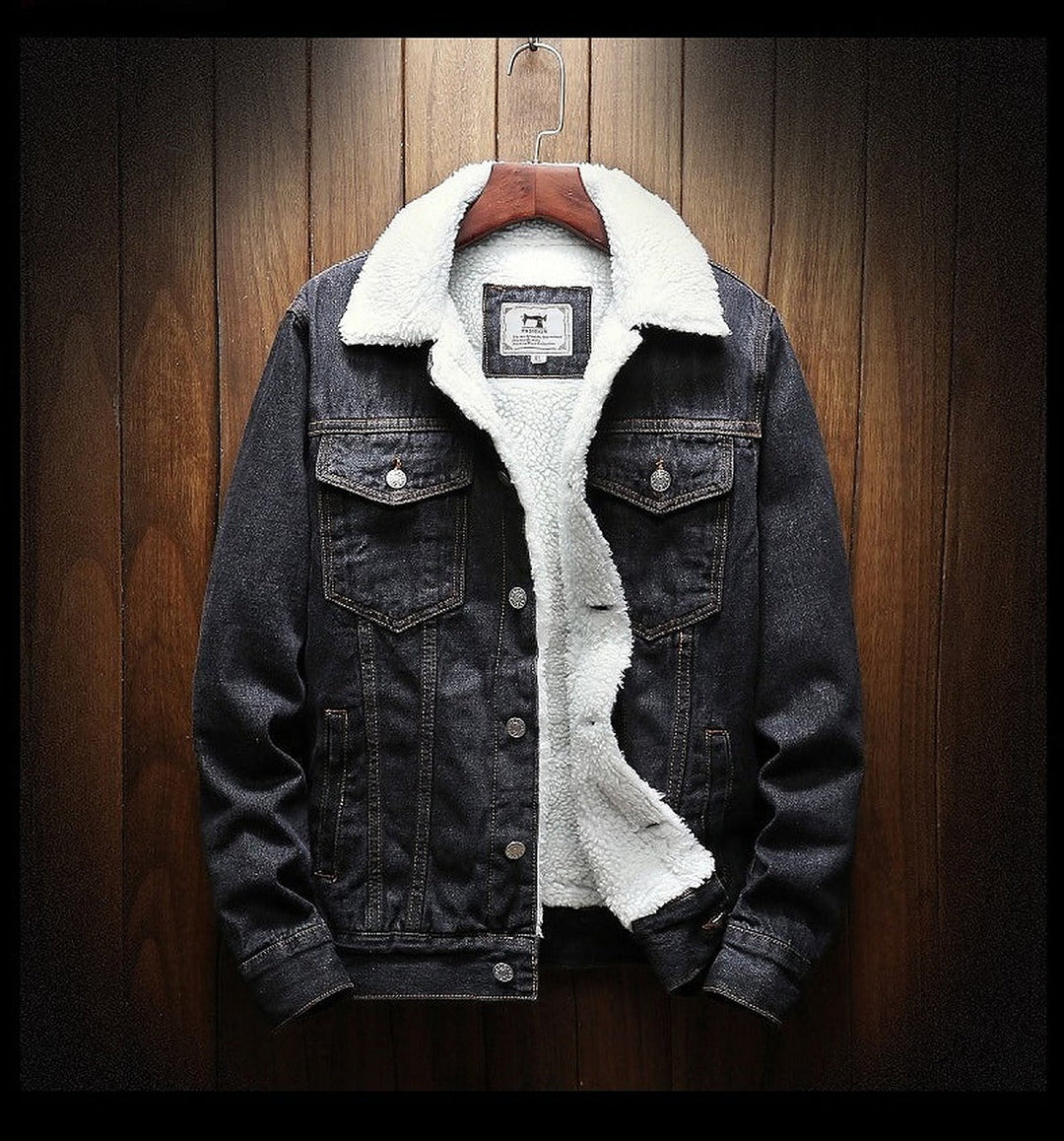 Herren Jeansjacke mit Teddyfutter – Gefütterte Denimjacke mit Knöpfen