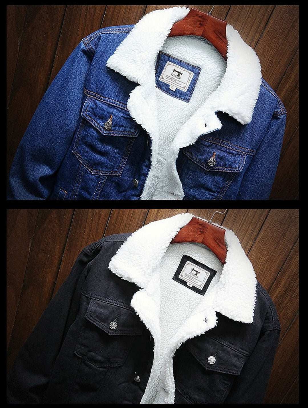 Herren Jeansjacke mit Teddyfutter – Gefütterte Denimjacke mit Knöpfen