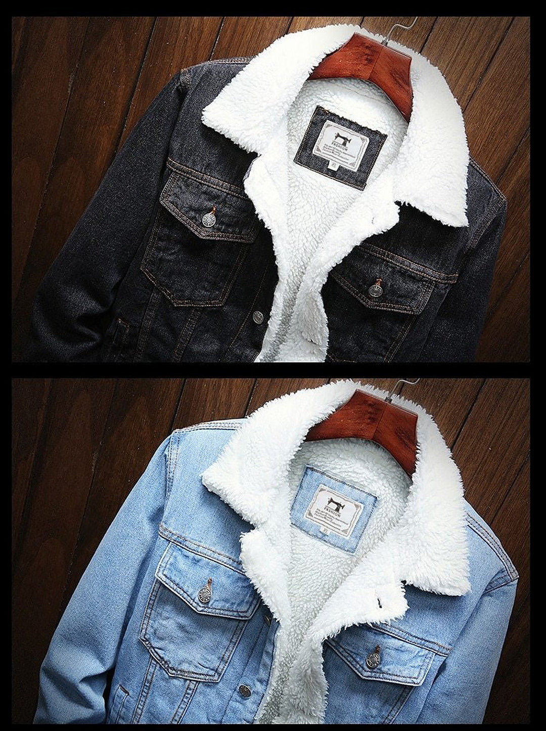 Herren Jeansjacke mit Teddyfutter – Gefütterte Denimjacke mit Knöpfen