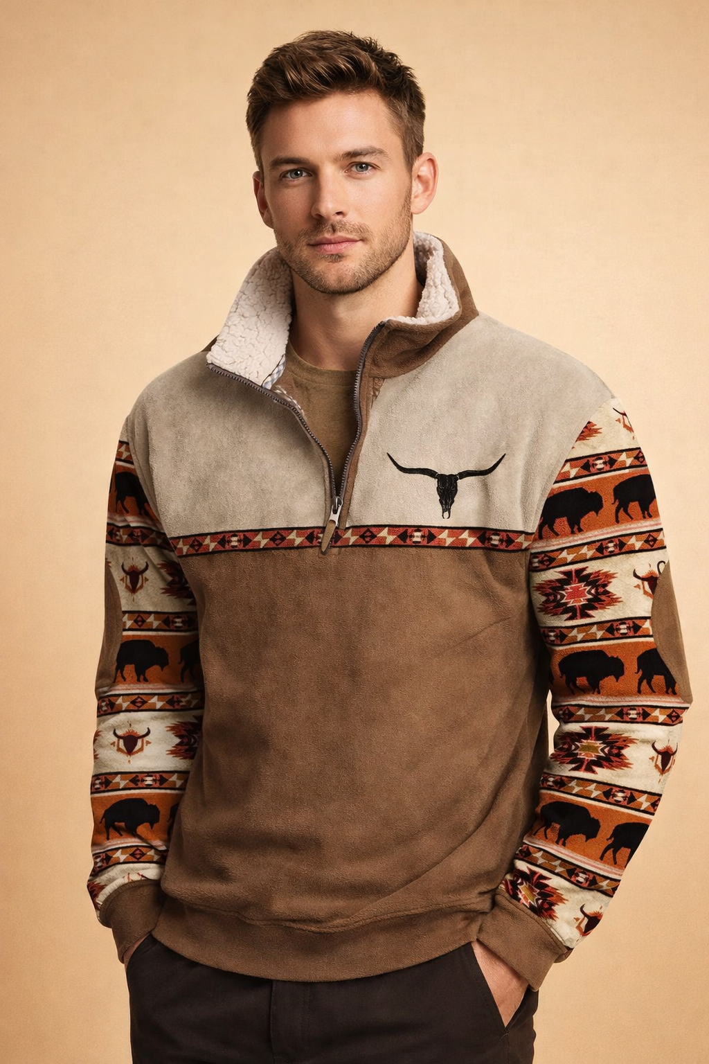 Herrenstrickjacke mit Reißverschluss - Warme Strick-Cardigan, Lockere Passform