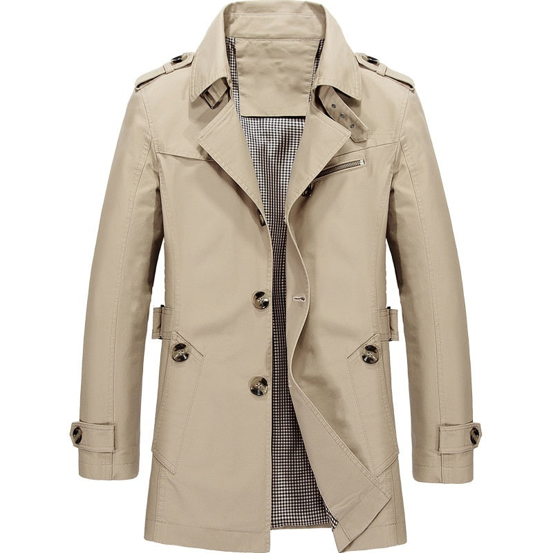 Herren Trenchcoat Doppelreihe mit Klassischem Revers
