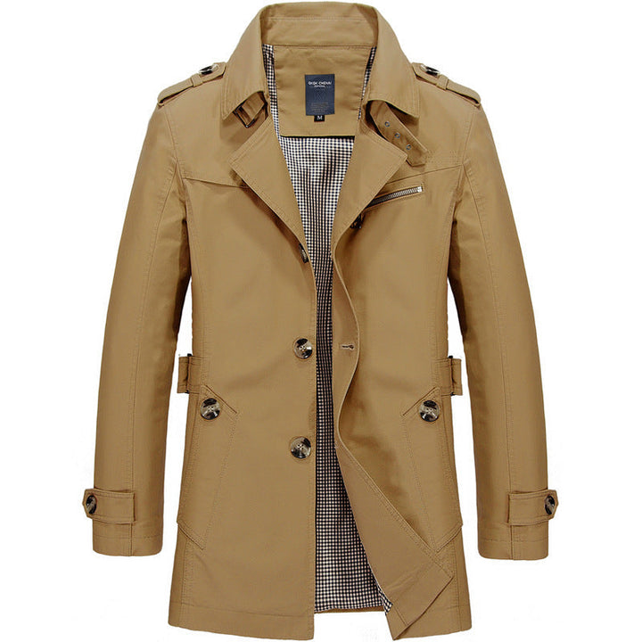 Herren Trenchcoat Doppelreihe mit Klassischem Revers