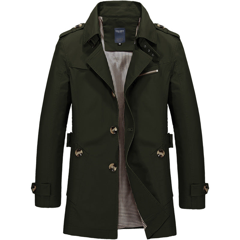 Herren Trenchcoat Doppelreihe mit Klassischem Revers