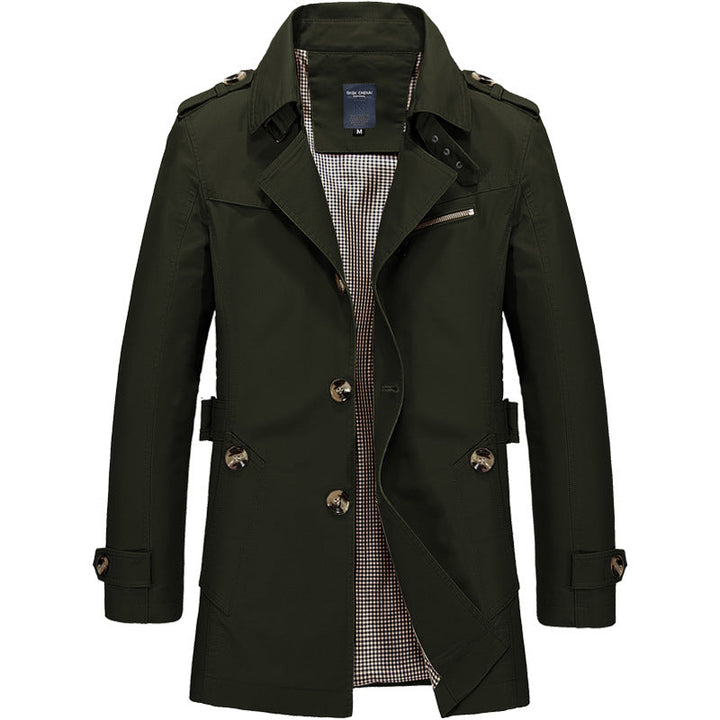 Herren Trenchcoat Doppelreihe mit Klassischem Revers