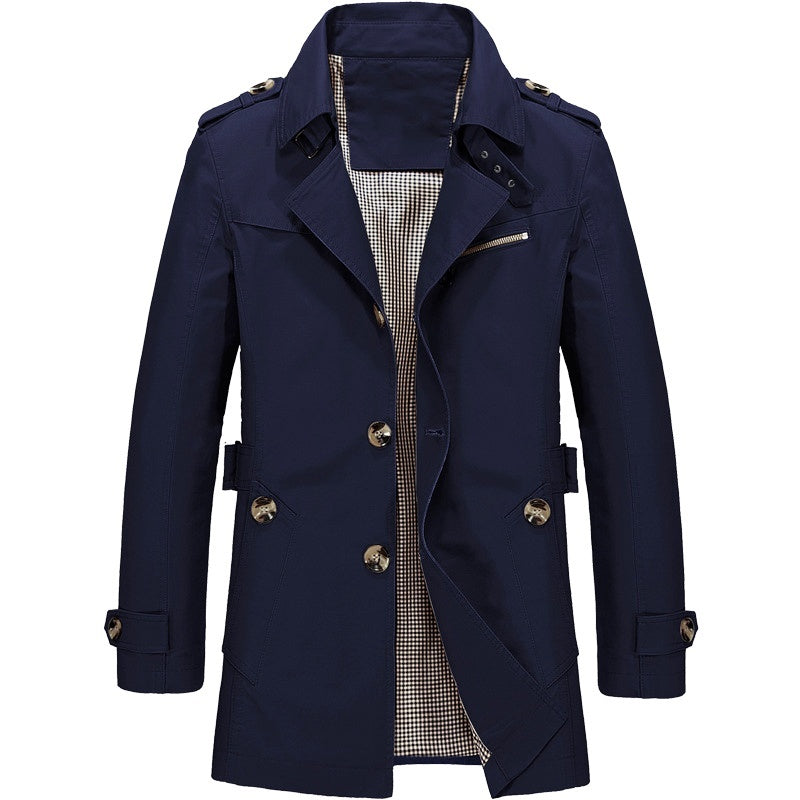 Herren Trenchcoat Doppelreihe mit Klassischem Revers