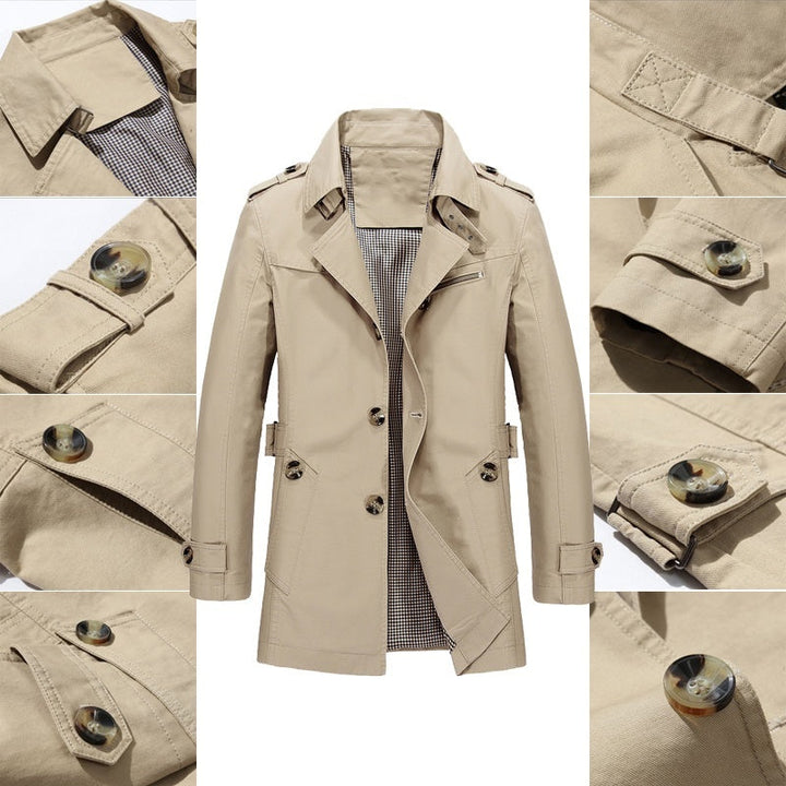 Herren Trenchcoat Doppelreihe mit Klassischem Revers