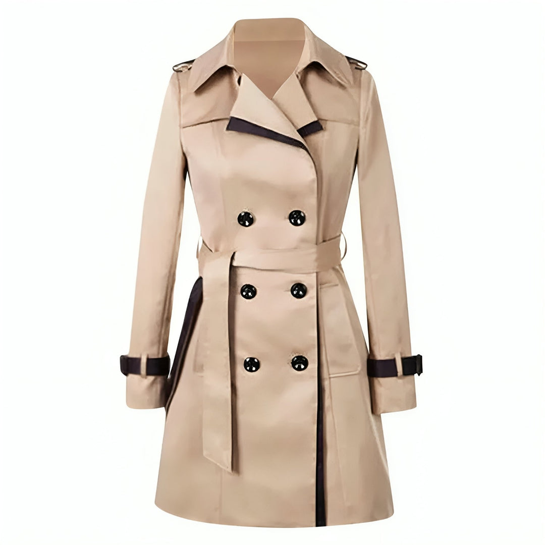 Isabel | Langer Damen-Trenchcoat mit Wickel und Knöpfen