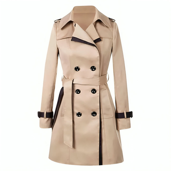 Isabel | Langer Damen-Trenchcoat mit Wickel und Knöpfen