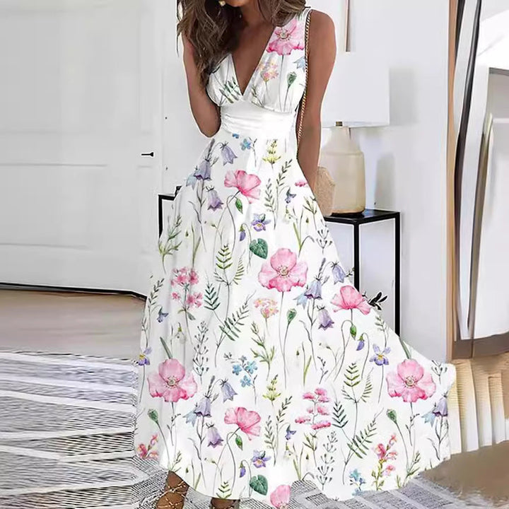 Jacqueline | Damen Ärmelloses Blumenkleid im A-Linien-Stil