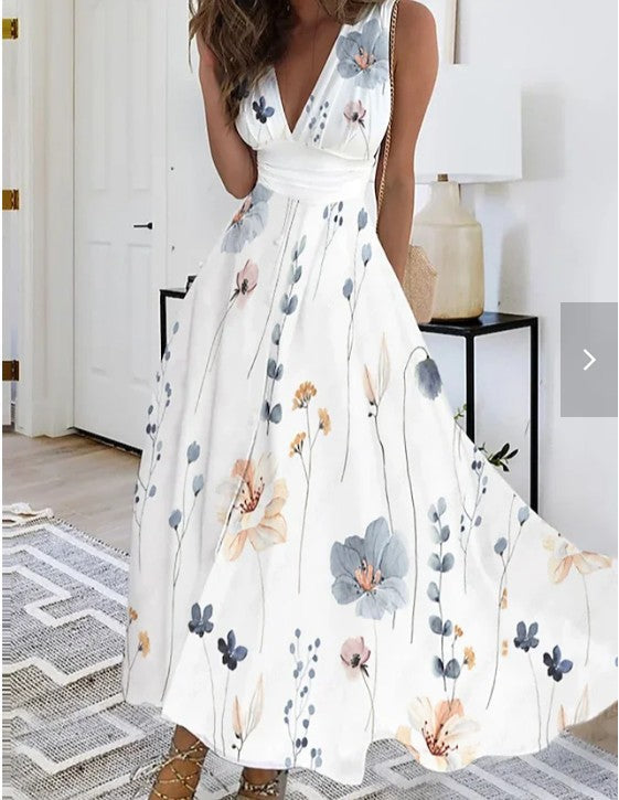 Jacqueline | Damen Ärmelloses Blumenkleid im A-Linien-Stil