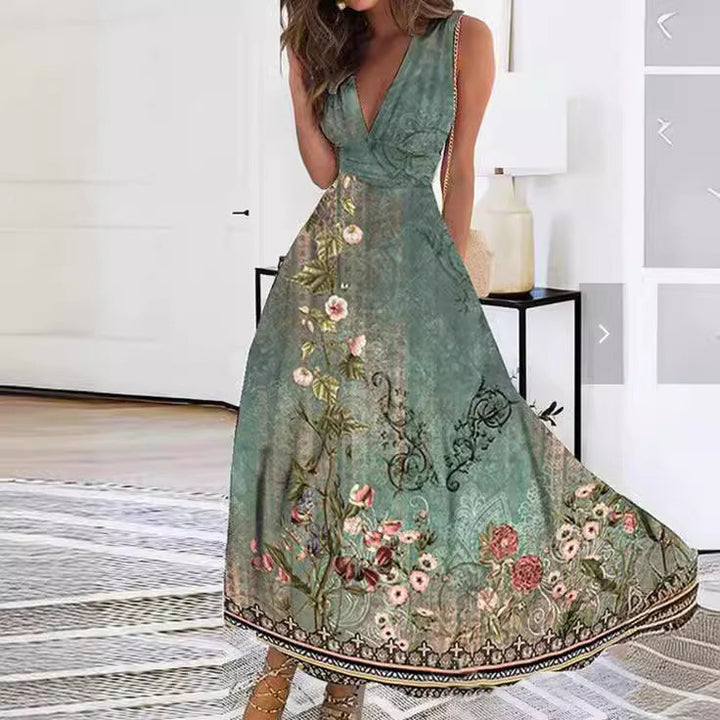 Jacqueline | Damen Ärmelloses Blumenkleid im A-Linien-Stil