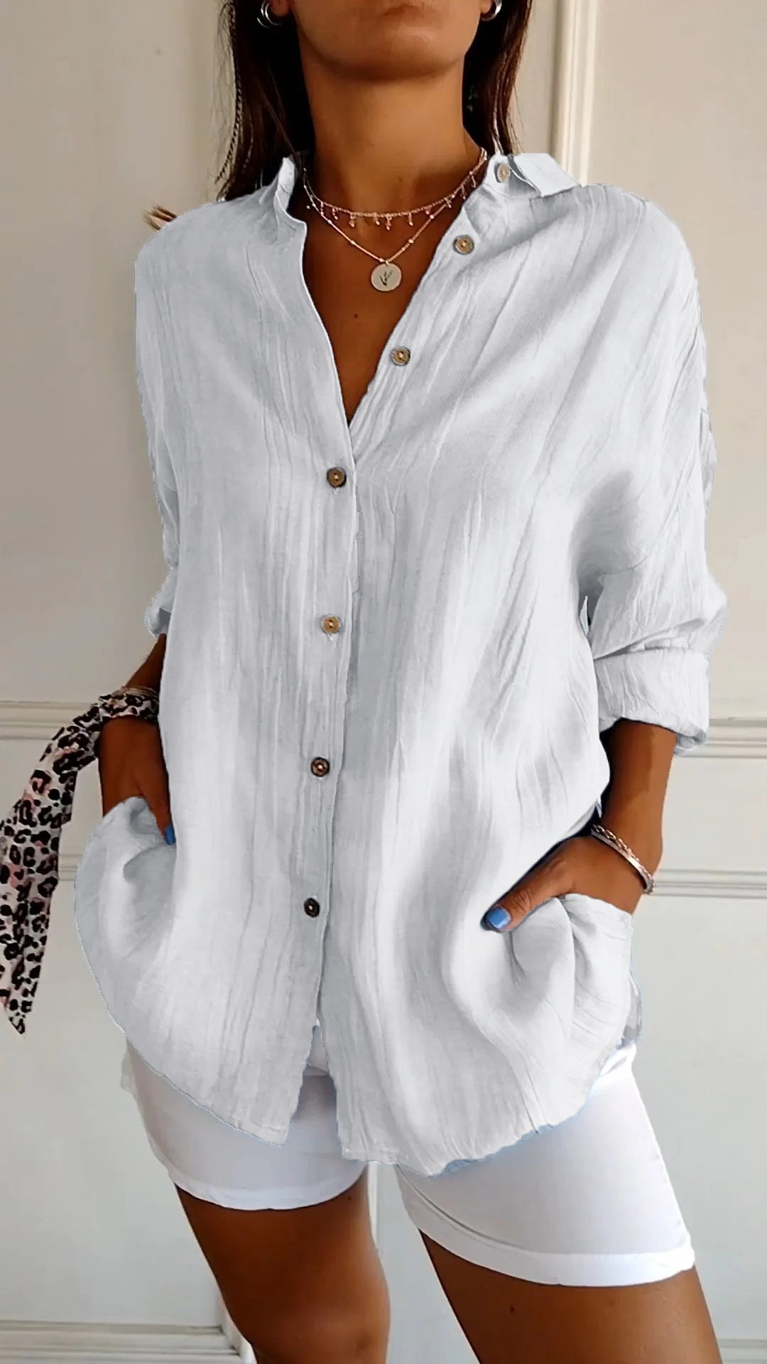 Irma - Damen Hemdbluse mit Knopfleiste und Lockerem Schnitt