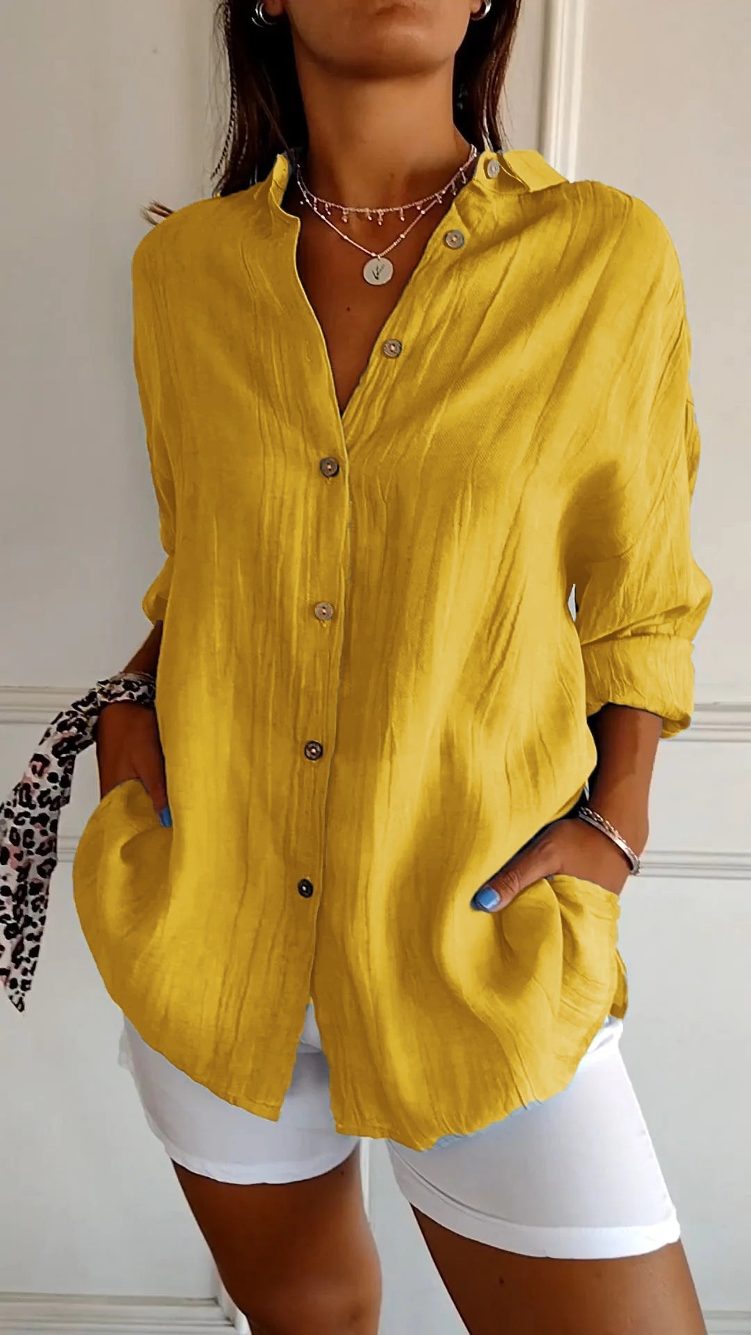 Irma - Damen Hemdbluse mit Knopfleiste und Lockerem Schnitt