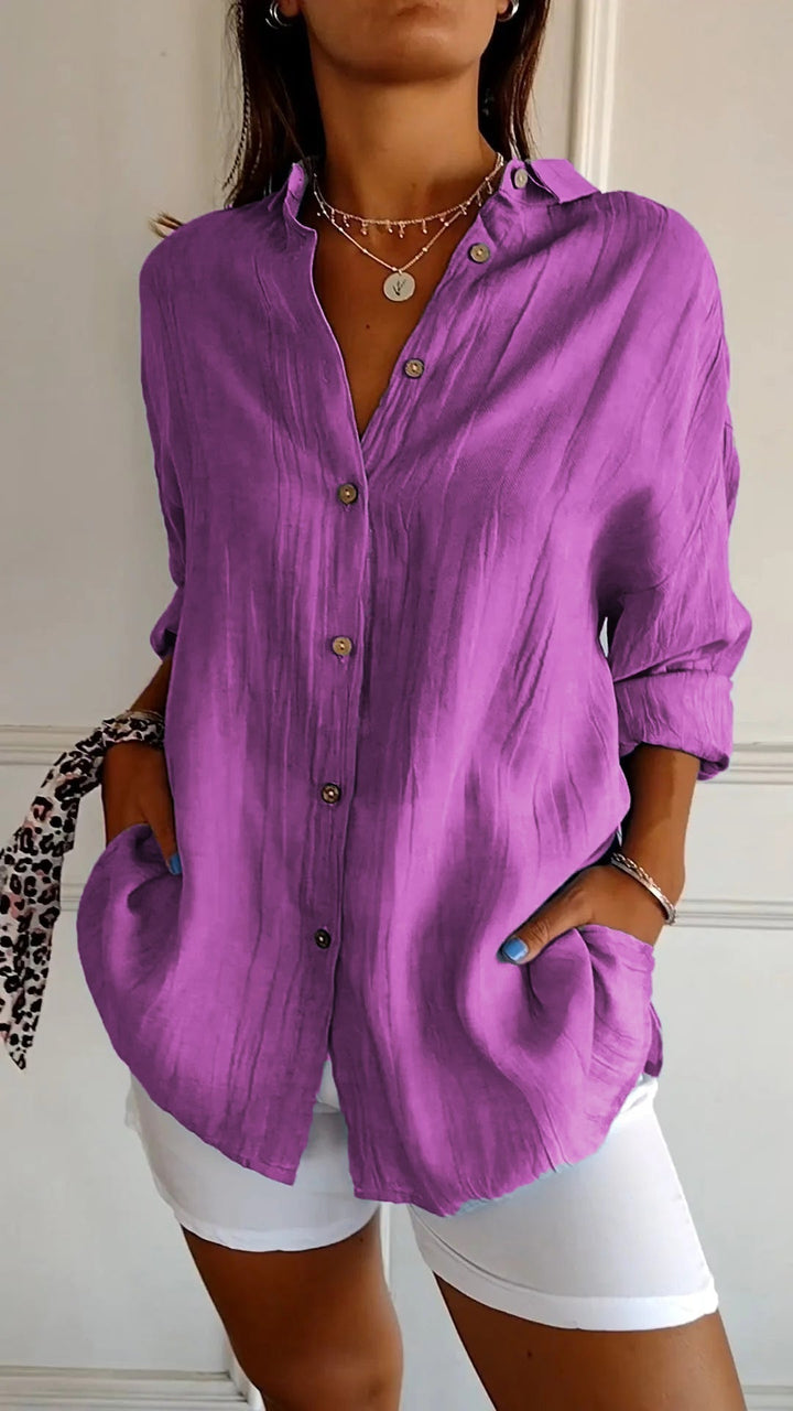 Irma - Damen Hemdbluse mit Knopfleiste und Lockerem Schnitt