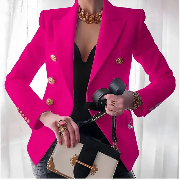 Monroe | Damen Klassischer Doppelreiher Blazer mit goldenen Knöpfen