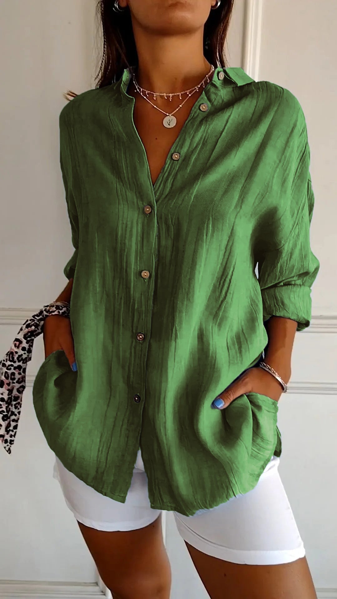 Irma - Damen Hemdbluse mit Knopfleiste und Lockerem Schnitt