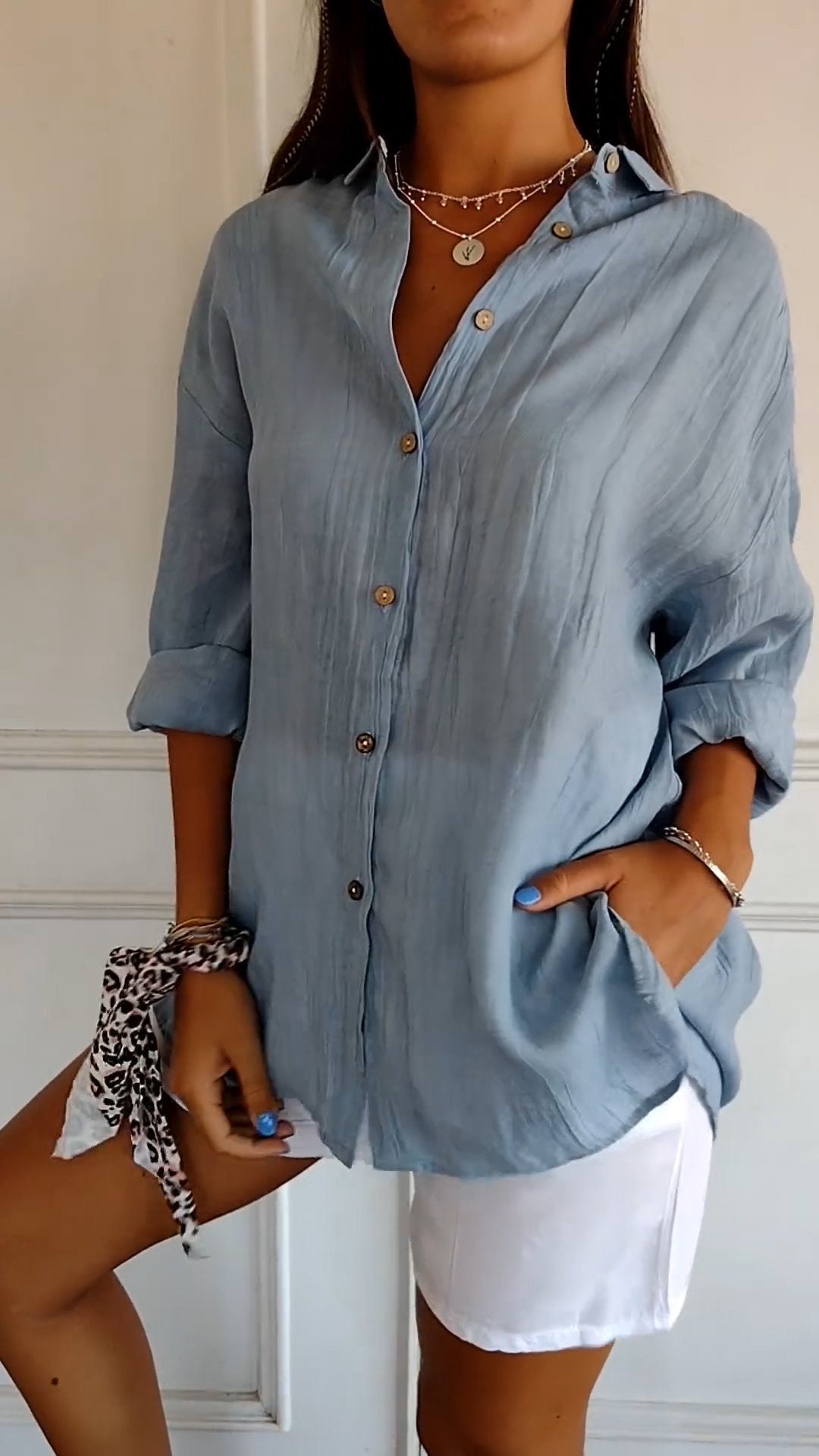 Irma - Damen Hemdbluse mit Knopfleiste und Lockerem Schnitt