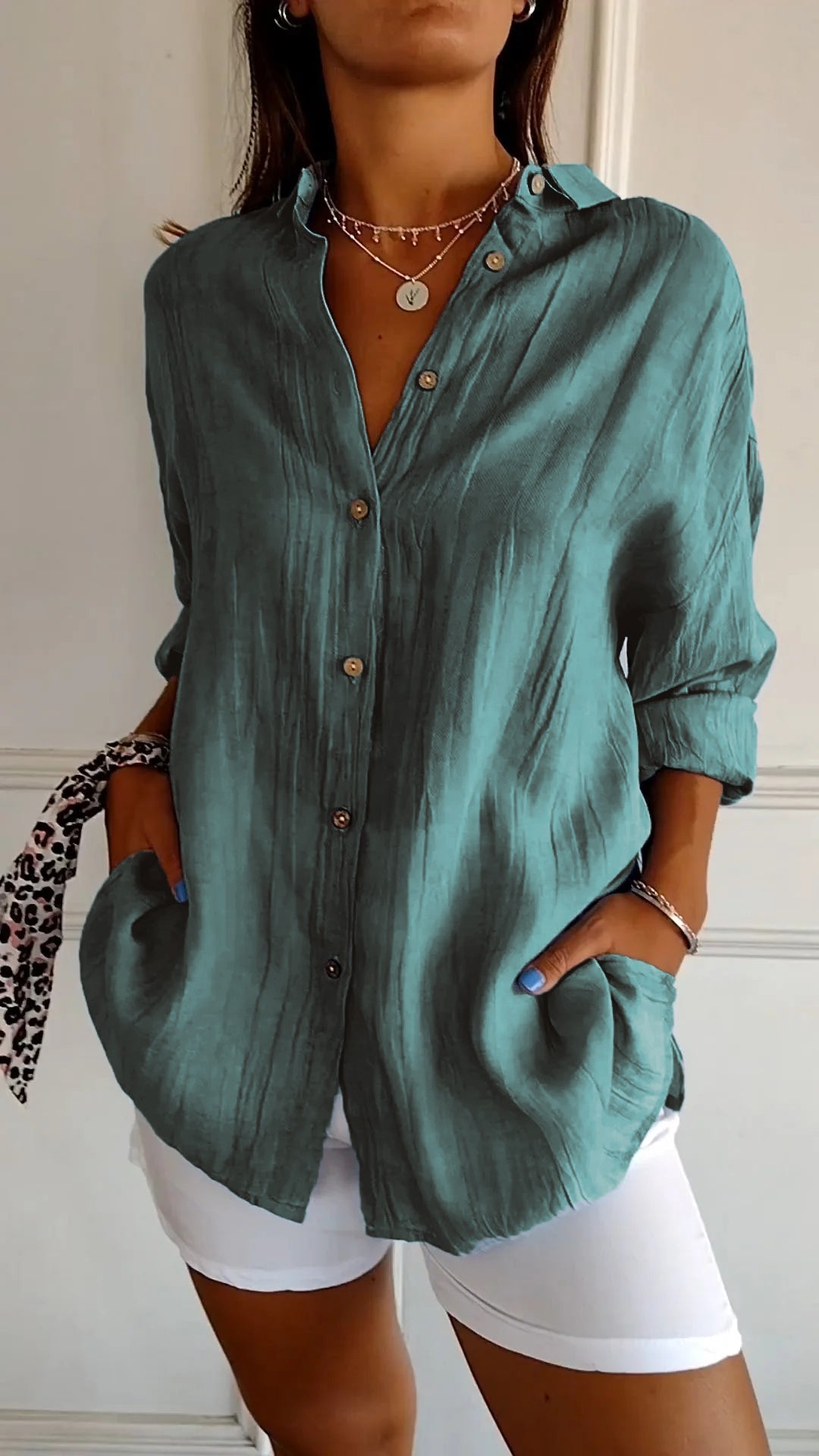 Irma - Damen Hemdbluse mit Knopfleiste und Lockerem Schnitt