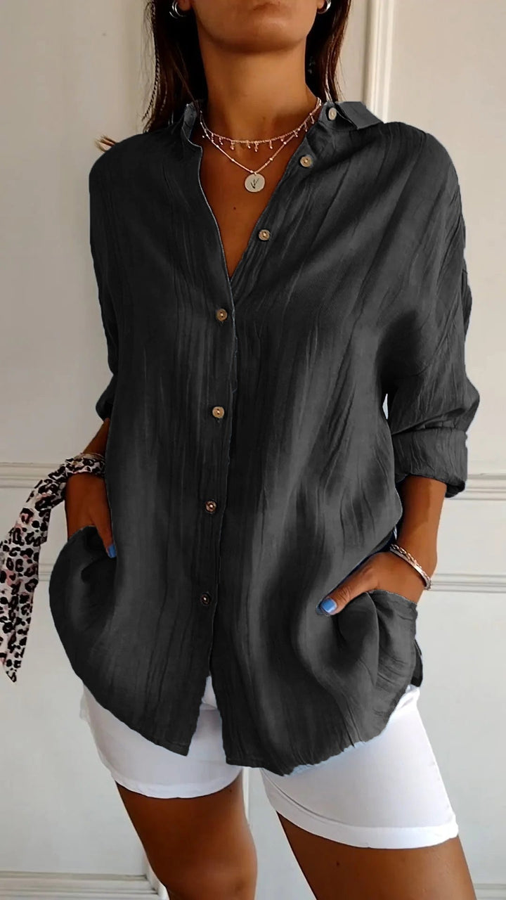 Irma - Damen Hemdbluse mit Knopfleiste und Lockerem Schnitt