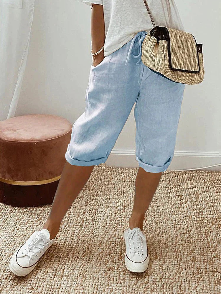 Shorts mit elastischem Bund und seitlichen Taschen für Damen | Ideal für den Sommer und den täglichen Gebrauch
