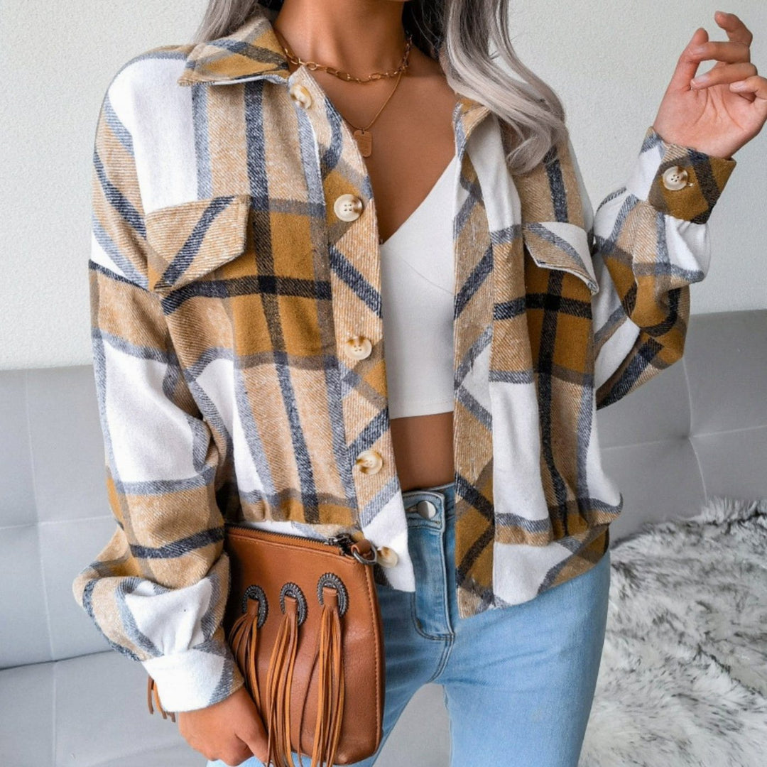 Lavanya | Karierter Oversized Shacket mit Knopfleiste für Damen