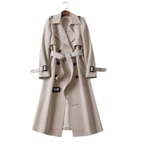 Lotte | Elegante lange Damenjacke mit doppelter Knopfleiste
