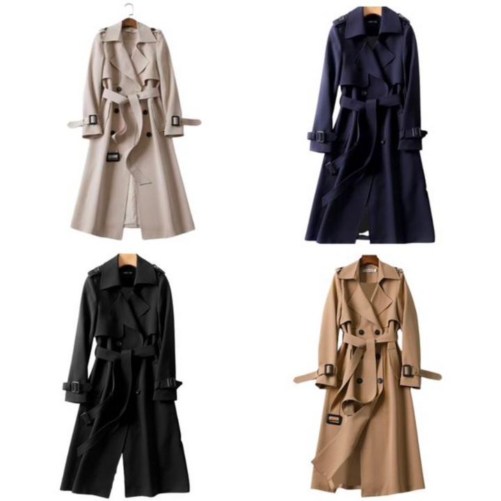 Lotte | Elegante lange Damenjacke mit doppelter Knopfleiste