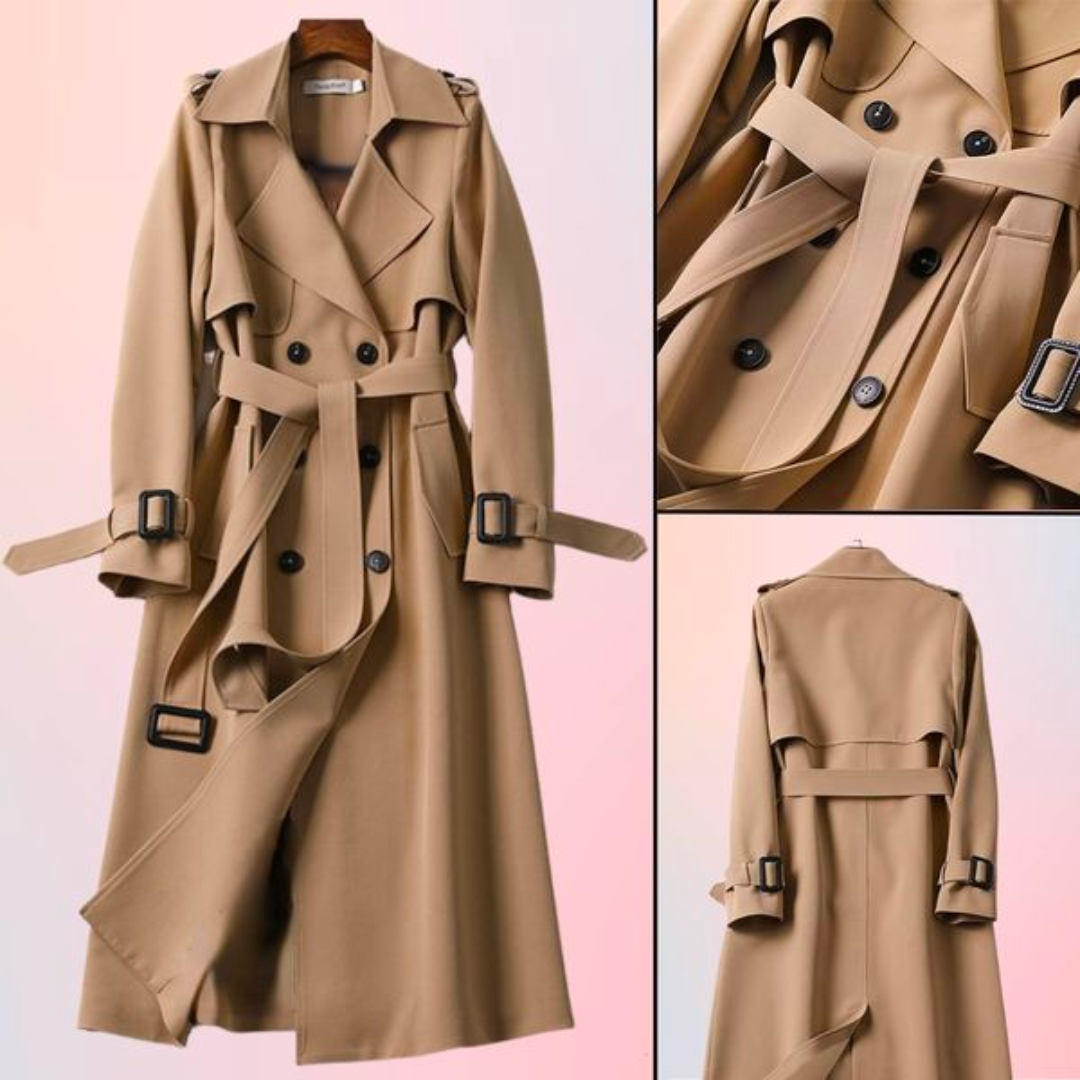 Lotte | Elegante lange Damenjacke mit doppelter Knopfleiste