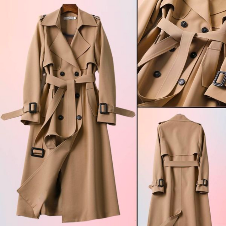 Lotte | Elegante lange Damenjacke mit doppelter Knopfleiste