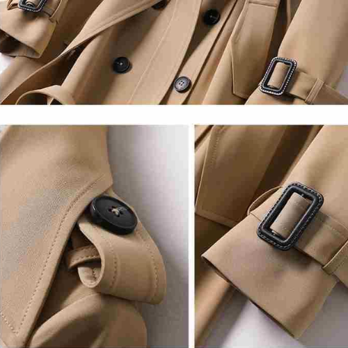 Lotte | Elegante lange Damenjacke mit doppelter Knopfleiste