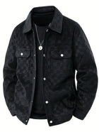 Drake | Herren Velour-Jacke Karomuster Snap-Button Herbst