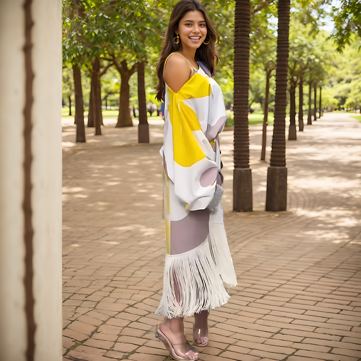 Maisie | Damen Ein-Schulter Wickel-Midi-Kleid