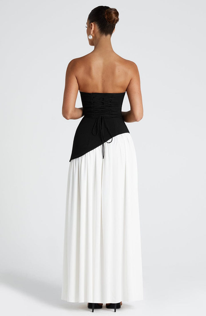 Sonja - Damen Abendkleid trägerlos mit asymmetrischer Taille