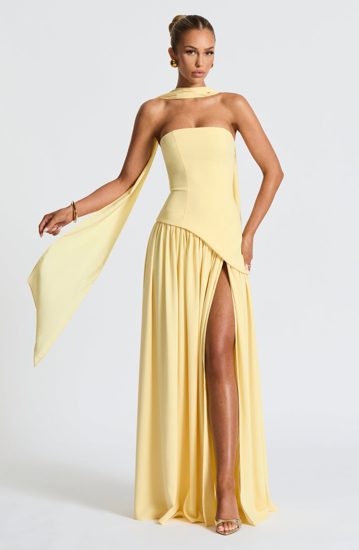 Sonja - Damen Abendkleid trägerlos mit asymmetrischer Taille