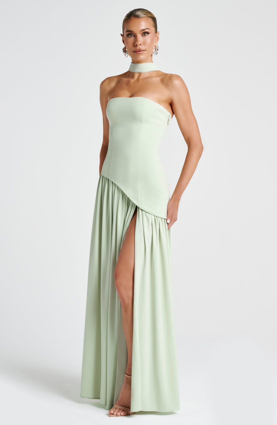 Sonja - Damen Abendkleid trägerlos mit asymmetrischer Taille