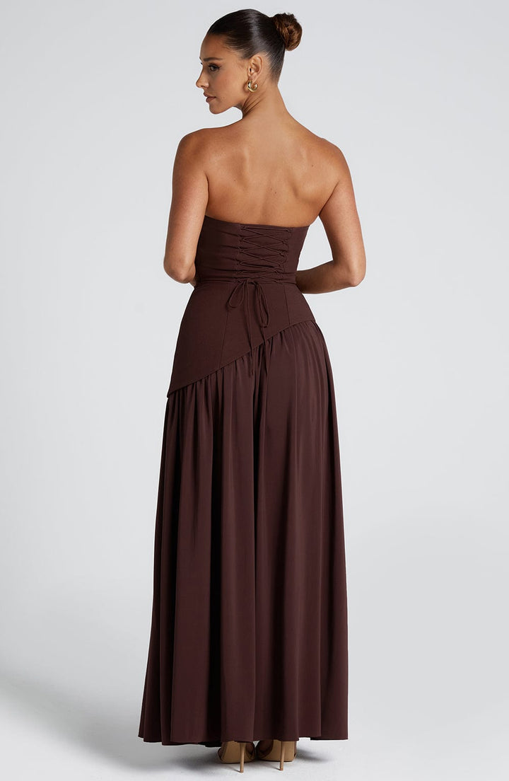 Sonja - Damen Abendkleid trägerlos mit asymmetrischer Taille
